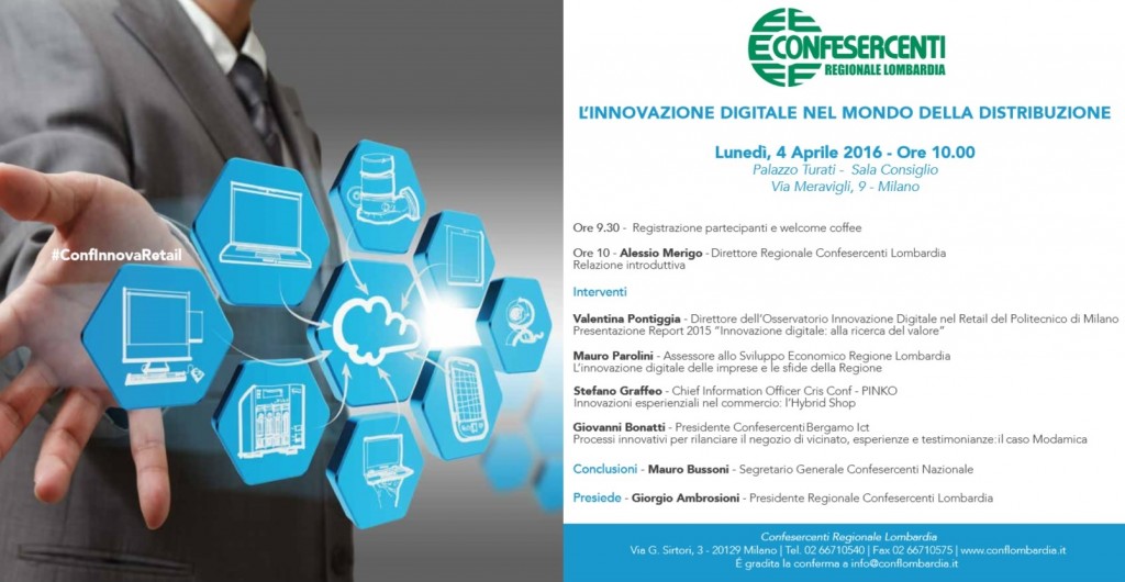 Locandina Convegno L'innovazione digitale nel mondo delladistribuzione - Milano 4 Aprile